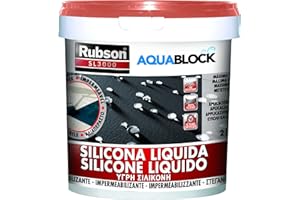 Rubson Aquablock SL3000 Silicona Líquida teja, impermeabilizante líquido para prevenir y reparar goteras y humedades, silicona elástica con tecnología Silicotec, 1 x 25 kg
