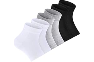 BEMEMO Soft Ventilate Gel Heel Socks Open Toe Socks for Dry Hard Cracked Skin Moisturizing Day Night Care Skin, 3 Pairs (Black, White, Grey)