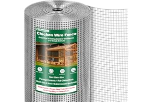 Ezkamfort Chicken Wire Fencing-0.9Mx30M,Holes 0.6mm Galvanized Welded Chicken Wire Mesh Roll Aviary Fence Wire Hot tDipped Mesh Fencing Hardware Cloth Coop Rabbit Snake Animal Enclosure
