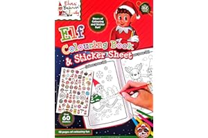 EUROAMZ Cuaderno de Colorear del Elfo Travieso de la Navidad, con más de 60 Stikers, para la diversión de los niñ@s. (Solo Cuaderno y Stikers)