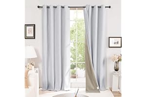 Deconovo Tende Oscuranti Totale Camera da Letto Termiche Isolanti per Casa con Occhielli 140x290cm Grigio 2 Pannelli