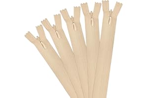 SUBTAVIK 5Pcs Invisible Zip, 40cm/16 Inch Zip Nylon Zips for Sewing Concealed Invisible Zipper for Tailor Sewing Accessories Pillows Cushions Skirts Pants Clothes Bags (Beige)