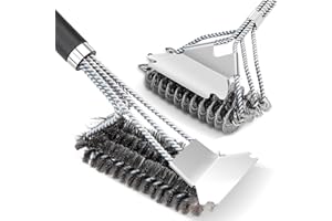 HOENART 2 Stück Grillbürste, Grillrostbürsten mit Schaber, hochwertiges Grillreiniger Bürste für Holzkohle, Elektro- und Gasgrills