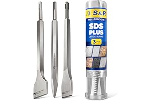 S&R Set 3 Burins SDS-Plus x Carrelage et Béton. Burin Large Plat Pointu Perforateur Burineur de toutes les marques