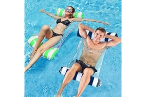 LEIRUO 2 camas flotantes e hinchables, hamaca de agua hamaca 4 en 1, tumbona para piscina y actividades acuáticas de verano al aire libre