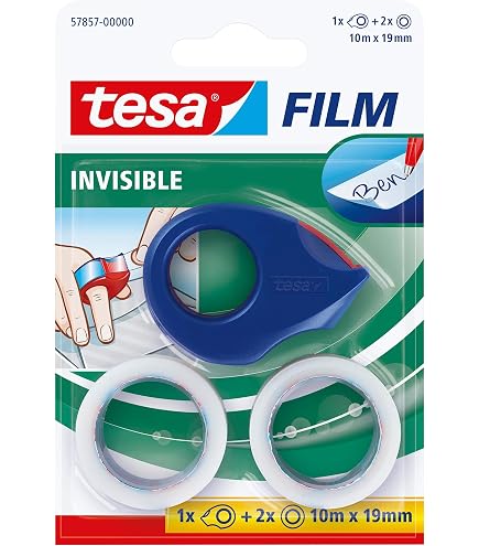 Tesa - Lot De 5 Rouleaux De Film Invisible 33 M X 19 Mm - Réparation Papier Et Documents - Indéchirable, Copiable - 8