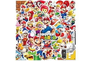 LLDGZ Super Mario Bros Aufkleber 50 Pcs Wasserflasche Wasserdichte Vinyl Aufkleber für Kinder Laptop Tablet Scrapbook Binder Gepäck Skateboard Pädagogische Schule Belohnung Supplies Toy Stickers (MRO)