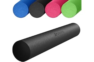 ScSPORTS® Rouleau en Mousse - Long, 90x15 cm, EPS Haute Densité, Hydrofuge, Absorbant les Chocs, Noir - Rouleau de Massage, Foam Roller, Pilates Accessoires, Yoga, Fitness, Sport Maison