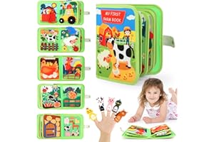 TOSAVGA Montessori Spielzeug ab 1-3 Jahre, 20 in 1 Busy Board Weichem Filzbuch für Frühe Bildung, Quiet Book mit Bauernhof Thema, Busy Book für Autofahrten, Geschenk Spielzeug ab 1-2-3-4 Jahre Mädchen Jungen