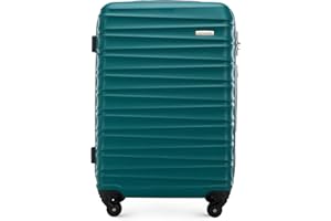 WITTCHEN Valigia da viaggio Bagaglio a mano Valigia da cabina Valigia rigida in ABS con 4 ruote girevoli Serratura a combinazione Maniglia telescopica GROOVE Line Taglia M Verde