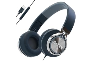 ARTIX CL750 USB C Wired Headphones with Mic and Volume Control Noise Isolating Computer On-Ear Headphones with Wire, Plug In Headset for Laptop, Corded Headphone (USB C) for iPhone 15-17