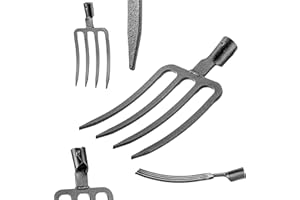 KADAX Gartenforke zum Umgraben und Auflockern, Grabgabel ohne Stiel, Grabforke aus gehärtetem Stahl, Leichte Heugabel, Mistgabel, Forke, Spatengabel (Schwarz 4 Zinken)