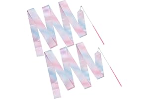 QUIIEOSKIA Cinta de Baile, 2 Metros Cinta de Danza, Cintas de Gimnasia Ritmica Niña, Serpentinas de Danza con Varita, para Niños Baile Artístico Gimnasia Entrenamiento