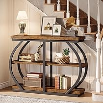Tavolo consolle bianco lungo 119,4 cm con 3 cassetti, tavolo da ingresso con ripiani portaoggetti a 3 livelli, scaffale industriale per ingresso, corridoio, divano, soggiorno, cucina, ingresso
