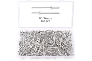 YIXISI 180 Pièces M3x10 mm Rivets Aveugles en Aluminium, Rivets à Bout Ouvert Rivets Pop, Rivets Aveugles à Tête Bombée en Aluminium, pour Métal Bois Plastique