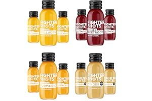 Fighter Shots Mixed Pack (12x60ml)| Ginger, Ginger Turmeric, Ginger Collagen & Ginger Beetroot | 100% Natural | Perfect Morning/Post Workout Pick Me Up | No Preservatives