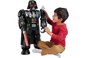Fisher-Price Imaginext STAR WARS Darth Vader Bot 2+ Ft Tall Toy, Lights Sounds & Stormtrooper Metal Character Key for Kids Ages 3+ Years, HXG51