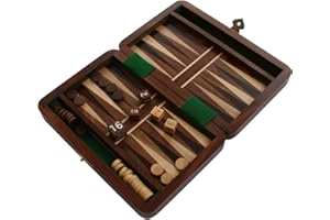 PURITY STYLE Backgammon Travel Set Wooden Board Hand Carved Game Folding Portable (6 Inches - Small)