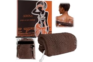 AOOSA 1 St Afrikanska Nätsvampar med Knutar, Badsvamp, Duschsvampar | Autentisk, Ryggskrubb, Exfolierande, Lång Kroppsskrubb, för Len Hud, Snabbtorkande, för Kvinnor och Män - Kaffebrun