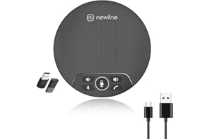 N newline Altoparlante per conferenze 4 microfoni integrati, Bluetooth USB microfono da tavolo, riduzione del rumore, portatile pc altoparlanti per riunioni in casa e ufficio, con dongle