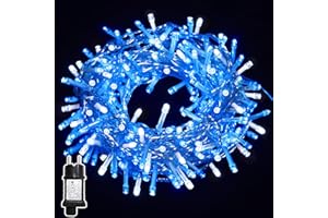WISD Guirlande Lumineuse 13M 200 LED Bicolore Bleu et Blanc - Réglable en luminosité pour Sapin de Noël, avec Minuterie et Prise - Décoration Intérieure Extérieure pour Noël, Chambre, Jardin