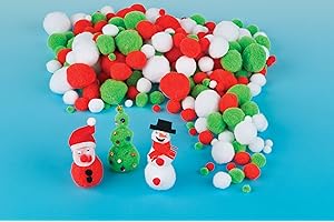 Baker Ross EX6682 pompony świąteczne zestaw 210 sztuk, różne