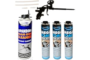 TRULY PVC SUPPLIES Kit - 3 x 750ml Expanding Mega Foam, 1 x Heavy Duty Gun, 1 Can Cleaner PU Grade