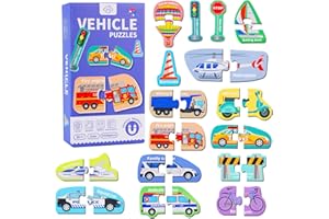 SENBSLAN Fridge Magnets for Kids,Large Size Magnetic Vehicles,Puzzle Vehicles Magnets for Refrigerator,Educational Toys Fridge Magnets Toddler Learning Toys(Puzzle Vehicles A)