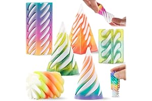 Chennyfun 6 Pezzi Impossible Cone Color Arcobaleno, 3D Stampato Spiral Cone Fidget Toy, Impossible Pyramid Passthrough Sculpture, Decorazione del Desktop Antistress Giocattolo per Bambini Adulti