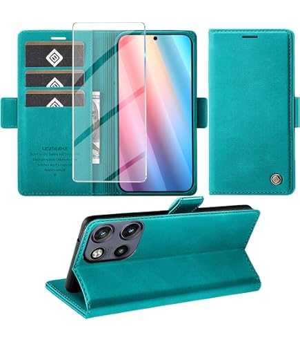 TEYYOS Cover Portafoglio In Pelle Per Motorola Edge 30 Ultra - Con Slot Carte E Chiusura Magnetica (Blu) - 5