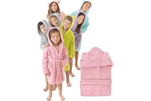 LEBENGOOD - Albornoz Niños Niñas unisex, Infantil con Orejas - 100% Algodón OEKO-TEX® - 2 Bolsillos, Cinturón, Capucha, Albornoces e Niño niña, adolescente