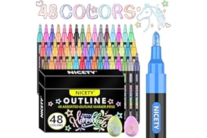 ‎NICETY NICETY 48 Farben Glitzerstifte Mädchen - Glitzer Stifte Outline Magische Stifte Metallic Marker für DIY Zauberstifte Kinder Outline Marker Pens