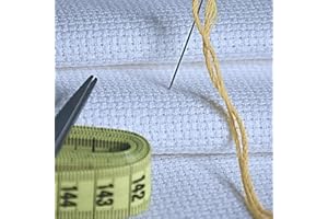 Aida-stoff Virginia Tex Kreuzstich Stickerei COUNT 11, Aida Stoff 100 cm x 150 cm Weiß 100% Baumwolle, hochwertiger Stoff zum Sticken und kreativen Handarbeiten (Weiß)