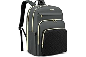 ‎CAFELE 17 Zoll Laptop Rucksack, Konvertierbare große Kapazität gesteppte Casual Daypack mit USB-Anschluss, Work Travel Computer College Bookbag, 2326H-03