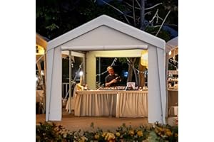 KURO-SAGOL Carport Tent Garage 3 x 6 m - Waterproof Garage Tent with Removable Side Walls - UV-Resistant Winterproof Shelter for Car, SUV, Truck, Boat - Storage Tent Pasture Tent Garden Garage, White