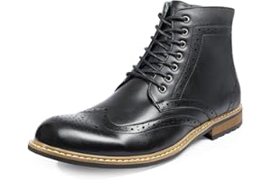 Bruno Marc Men's Bergen-01 Ankle Boot, Faux Leather, Cap Toe, Lace-Up, Zipper Closure, 1" Heel, Synthetic Sole, Business, Water Resistant, Size 8.5