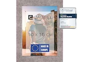 CABBEL Ramka na zdjęcia 10 x 15 cm, szara/beton, stabilna rama z drewna MDF, nietłukące się szkło pleksi, do zawieszenia i postawienia, idealna do zdjęć/obrazów/kolażu