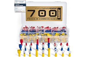 BAURIX® Zestaw końcówek kablowych 700 sztuk - Złącza kablowe elektryczne różne rozmiary dla przekrojów przewodów [0,50-6mm²] - Zaciski elektryczne - Asortyment złącz kablowych elektrycznych