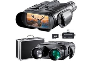 DOWESYEEN Jumelles Vision Nocturne, 3" TFT LCD Écran Puissante Jumelles Infrarouge, Image HD 1080P Vidéo Zoom, pour Détecter, Chasser, Suivi Jusqu'à 411m avec Carte TF 32 G