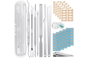 Beugo Juego de Uñas Encarnadas, 168 PCS Uego de Correctores de Uñas Encarnadas, 7 en 1 kit de pedicura en acero inoxidable, 50 tiras alisadoras de uñas sin dolor y 1 cortaúñas, set pedicura