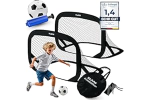 ‎ELANI ELANI Fußballtor Kinder Pop-Up 2er Set - faltbar mit Ball & Pumpe, 50% Kleiner + Easy Aufbau, mini Fussballtor klein, Goal, Fussballtore für Garten Kinder, Fußballtore, Fussball Tor, Fußbal