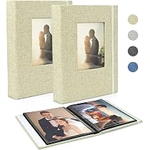 Álbum De Fotos 13x18 Cm - Pack De 2, Tela De Lino, 52 Bolsillos Cada Uno | Para Bodas, Familia Y Recuerdos