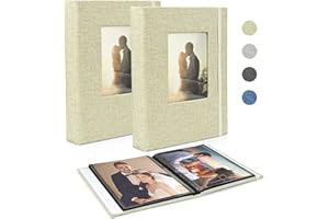 SIMDAO Album photo 13 x 18 cm, 52 paquets, petit mini album photo en lin, pages noires, 26 pages avec 52 photos, album à pochettes pour bébé, Saint-Valentin, cadeau d'anniversaire