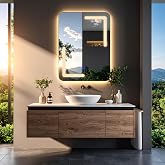 Kaivo Led'li Lazer Kumlamalı Lavabo &amp; Banyo Aynası (Dokunmatik Sens&ouml;rl&uuml;) g&uuml;nışığı ledli 80 x 60