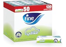 Fine Fluffy Facial Tissues 50 Boxes of 2 Ply x 130 Sheets , Fine Fluffy tissue with Real Cotton Feel, good for All Skin Types