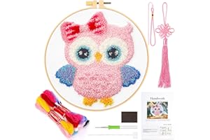 JSRQT Punch Needle Kit Completo Gufo Strumento di Ricamo Kit di Aghi da Ricamo con Istruzioni Kit di Ricamo per Aghi da Punzonatura Embroidery Kit per Principianti Adulti Ricamo Starter Kit