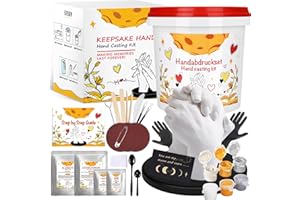 YUTUY 3D Kit Huella Niños Familias Adultos,Kit 3D Completo Alginato,Moldes de Manos y Yeso Envase y Herramientas,Kit de Moldeo A Mano,Regalos Originales para Amigos