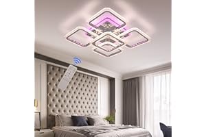 STCH Lampa Sufitowa LED, Lampa Sufitowa z Pilotem, Nowoczesne Żyrandole Przyciemniania 3000-6500K, Lampy Wiszące Led 100W, Oświetlenie Sufitowe do Salonu, Sypialni, Kuchni, Jadalni, Dekoracyjna