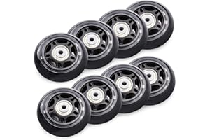 TOBWOLF 8 Pack 70mm 82A Indoor Inline Skate Replacement Wheels, Indoor Skating Wheels with ABEC-7 Bearings, Luggage Wheel, Training Wheel for Scooter - Black