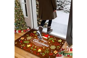 YISKY Navidad Antideslizante Felpudo, 40 x 60 CM Alfombra Entrada, Alfombras de Decoración de Navidad Absorbente, Navidad Tapete de Puerta para Salón Baño Cocina, Welcome Felpudo de Puerta (M7)
